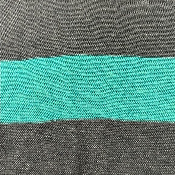 Free People dark green short sleeve sweater, green and blue stripe, size Small - Picture 8 of 9